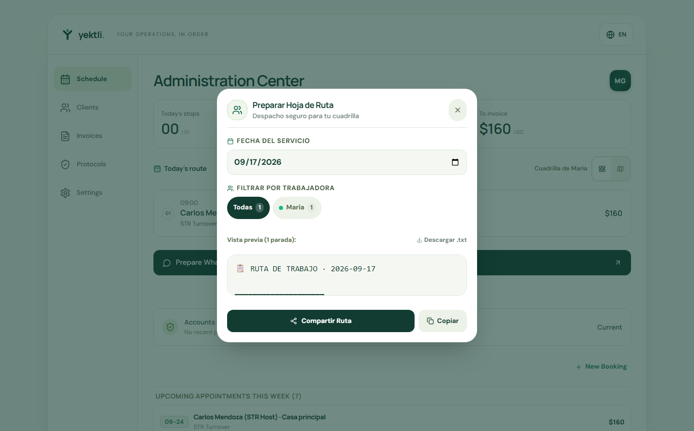 Share instructions on WhatsApp — Yektli