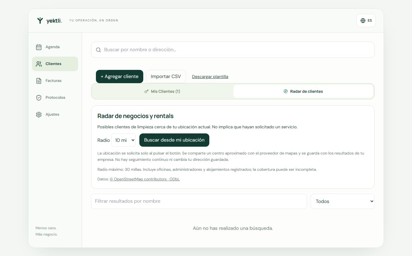 Buscar oportunidades con Radar — Yektli