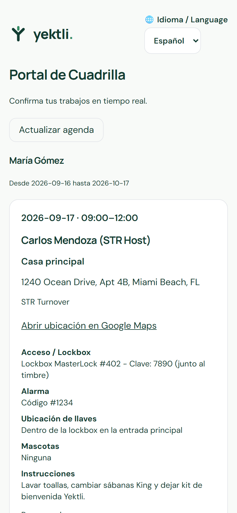 Abrir la ubicación en Google Maps — Yektli